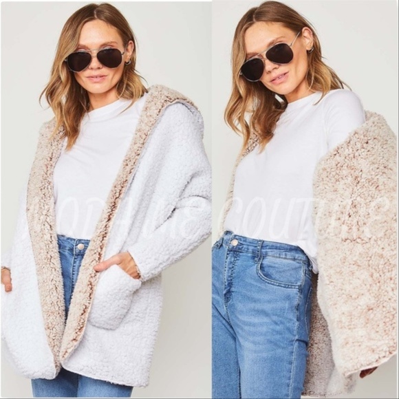 MODA ME COUTURE Jackets & Blazers - Teddy Bear Fleeced Hooded Jacket